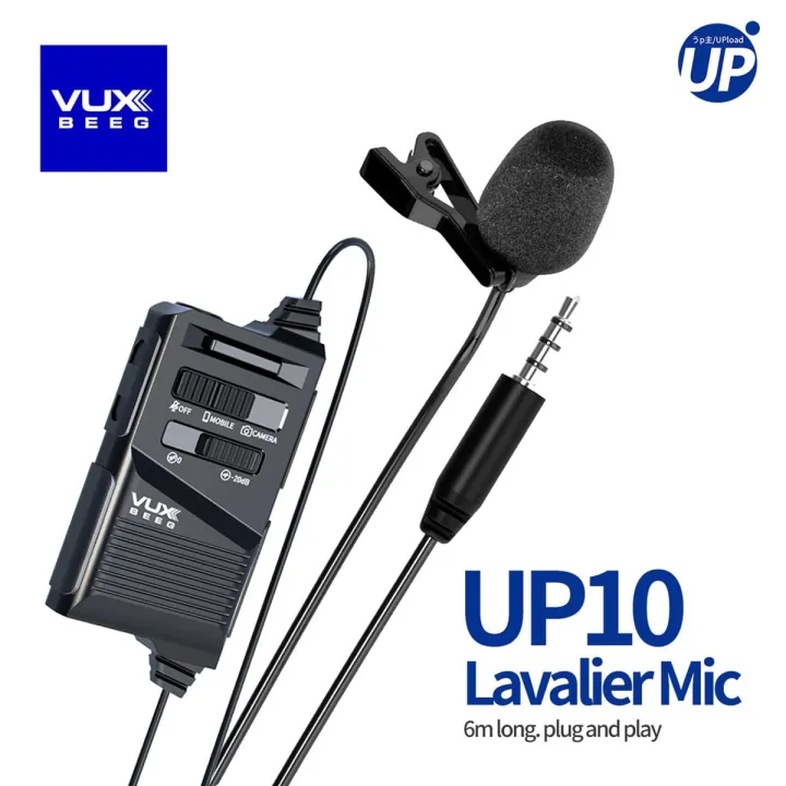 VUX BEEG UP10 Noise Cancelling Lavalier Microphone for Mobile Camcorder Audio Recorder Vlogging