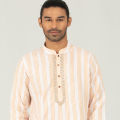 Classic Fit Embro Panjabi - Orange & White. 