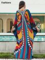 Fashions Plus Size Kaftan Dresses for Women Print Beach Bikini Swimsuit Caftan mumu Dress Batwing Sleeve Cover Up. 