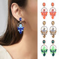 Carat Stud Earrings Shining Multicolor Rhinestones Leaves Lady Drop Earrings. 