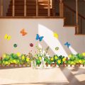 Vivid Flower Butterfly Fence Wall Stickers For Living Room Bedroom Balcony Baseboard Decor Pastoral Wall Art Home Decals.