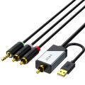 Toslink USB Coaxial Optical Fiber Digital Analog Audio Cable AUX SPDIF to 3.5mm + 2 RCA Jack Converter Digital Audio for TV PS4. 