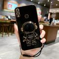 COROGI for Huawei Honor 8X Back Cover Cartoon Astronaut Folding Stand Stylish 6D Plating Square Bumper Case with Lanyard Soft Silicone Phone Cases Covers Pouch for Girls Boys. 