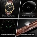 Olevs 6898 Brown PU Leather Analoge Fashion Wrist Watch For Men.