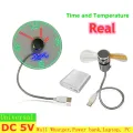 USB Gadgets Clock Fans Time And Temperature Display Small Night light Metal Mini Fan Summer DC 5V By Laptop Mobile Changer PC. 