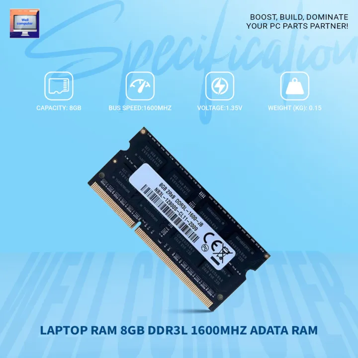 LAPTOP%20RAM%208GB%20DDR3L%201600MHz%20AData%20RAM%20-%20Image%202