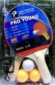 Pro Young Table Tennis Racket Set with 3 Balls Ping Pong Paddle for Match Training. 