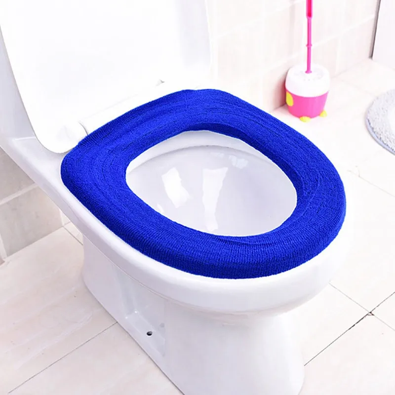 thumbnail image 2 of Soft Blue Polyester Toilet Seat Warmer Cover – Fits Round & Elongated, Easy To Use, Noname 2 of 3