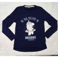 Navy blue long sleeve t shirt for adult Girls. 