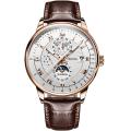 Top Brand JSDUN Luxury Men's Automatic Mechanical Watch Men's Classic Moon Phase Leather Waterproof Watch.