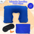 4 in 1 Inflatable Travelling Pillow set with eye mask, ear plugs and pouches - Stylish and Elegent - soft and comfortable. 