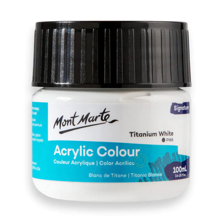 Mont Marte Acrylic Colour Paint Signature 100ml - Titanium White