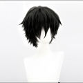 「HSIU Brand Dazai Osamu wig Anime Bungo Stray Dogs Cosplay Black Short Hair Fiber synthetic wig+Free brand wig cap.