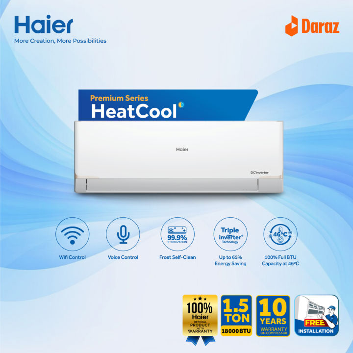 Haier 1.5 Ton HeatCool Inverter Voice Control AC - (HSU-18HeatCool:(INV)(Wifi)(3DF))