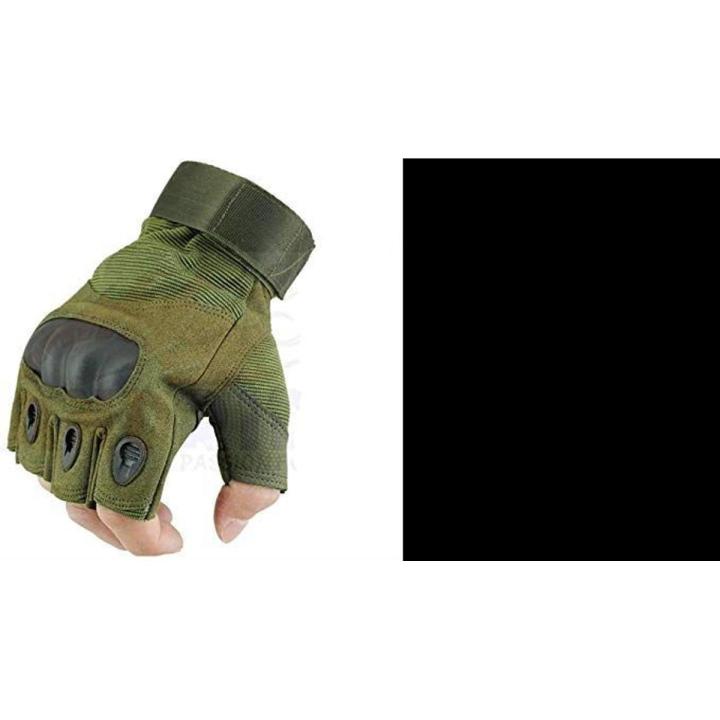 Hand Gloves Half Finger For Biker or motorcycle rider Army green