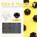 15Pcs M6 Star Knob Clamping Handle Nut Through Hole Set Brass Female Threaded Handle Screw on Knob Grip Black Plastic.