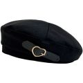 Love Heart Leather Buckle Women Berets Hats Vintage French Painter Hat Girls Octagonal Beret Caps.