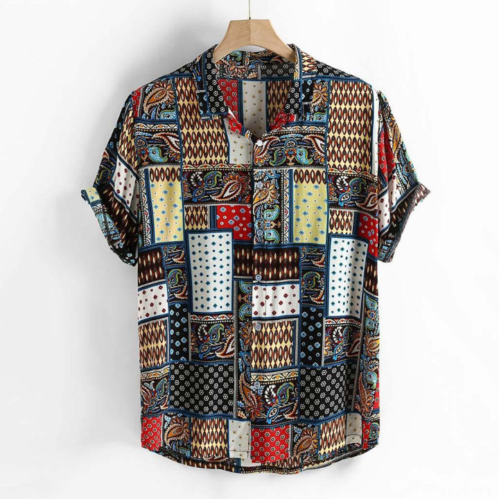 Floral%20Geometric%20Print%20Shirt%20Men%20Boho%20Street%20Style%20Hawaiian%20Short%20Sleeve%20Summer%20and%20Autumn%20-%20Image%202