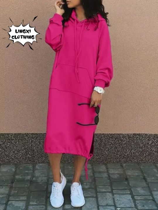 2023%20Autumn%20and%20Winter%20Fashion%20New%20Women's%20Sweater%20Robe%20Large%20Hooded%20Elegant%20Pocket%20Split%20Warm%20Hoodie%20Long%20Dress%20-%20Image%204