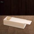 Unfinished Wooden Box Wooden Boxes for Crafts Unpainted Rectangular Empty Wood Case with Slide Lid. 
