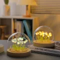 Complete set-up/DIY Artificial Tulip Flowers (09 Pcs) Night Light USB/Battery Operated Table Lamp LED Nightlight Handmade Bedside Light Gift Valentine's Day.