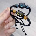 1/2Pcs Cute Cartoon Black Cat Bracelets For Couples Hand Woven Pull-out Bracelet Fashion Accessories for Girls Birthday Gift. 