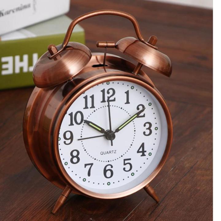 Antique COLOUR METAL Alarm Clock Twin Bell Alarm Clock With Stereoscopic Dial Backlight Desk Clock Loud Alarm Clock Gift