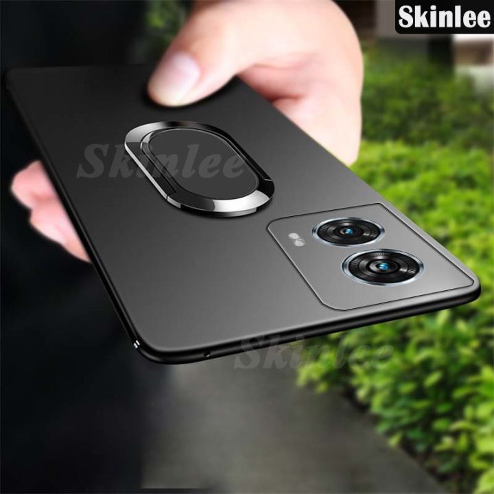 Phone case For Motorola Moto Edge 50 Fusion Back cover Finger Metal Ring Kickstand Car Holder Matte Soft Silicone Cover For Moto Edge 50 Fusion Cover cases(Moto Edge 50 Fusion 5G)