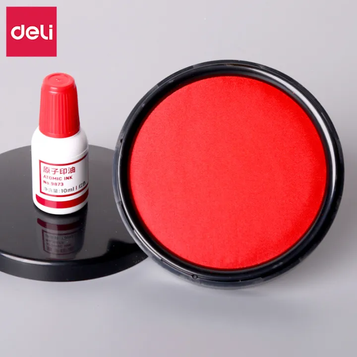 Deli%209870%20Quick%20Drying%20Ink%20Pad:%20Large%20Red%20Round%20Quick%20Drying%20Ink%2095mm%20Financial%20Office%20Supplies%20Ink%20-%20Image%202