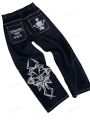 Women's Skeleton Embroidery Jeans, Men's Casual Street Style Loose Fit Jeans,Hip Hop Y2K New Straight Cargo Pants Streetwear. 
