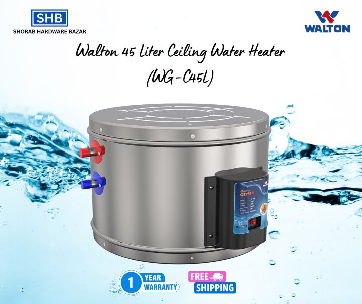 Walton 45 Liter False Ceiling Water Heater/Geyser with Official 1 Years Warranty & Free Shipping