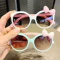 Adorable Color Block With Bow Decor Large Frame Sunglasses Teens Boys Girls Outdoor Party Vacation Travel kids eyewear. 