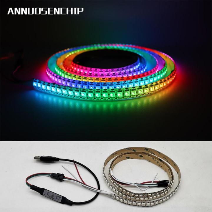 USB Controller + DC5V WS2812B WS2812 Led Strip,Individually Addressable Smart RGB Led Strip,Black/White PCB 1m 2m 3m 4m 5m-Black PCB-1m 30 IP30--