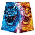 Lion Leopard Fight Graphic Shorts Pants Men 3D Dinosaur Printing y2k Board Shorts Summer Hawaiian Swimsuit Cool Surf Swim Trunks.