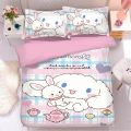 Sanrio Cinnamoroll new kawaii four-piece set cute creative bedding Japanese student dormitory single bed three-piece set. 