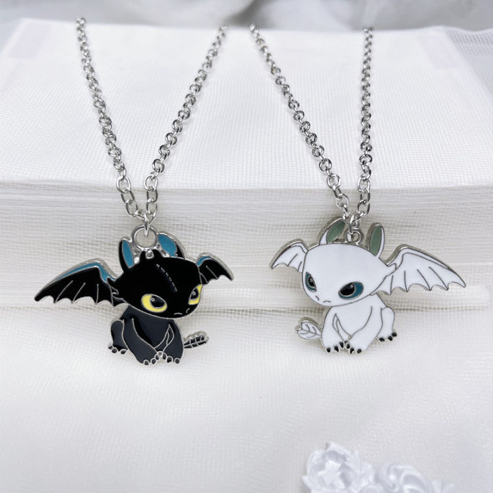 1/2Pcs Fashion Cartoon Angel Wings Design Necklace Cute Couple Animal Charm Pendant Best Friends Gift Clavicle Chocker Necklace