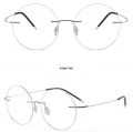 Lightweight Titanium Alloy Rimless Round Glasses for Men and Women Circle Optical Prescription Eyeglasses Frame oculos de grau. 
