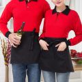Women Kitchen Restaurant Waist Apron Solid Color Half Short Apron Adjusted With Pockets Pen Loops for Server Waiter Waitress.
