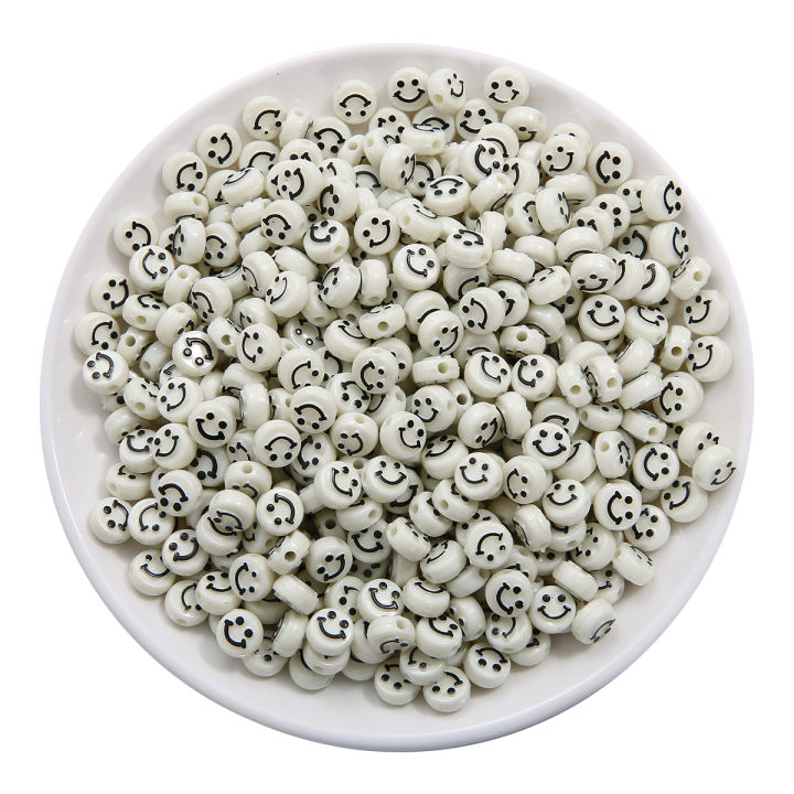 50Pcs/Bag Acrylic Smiley Face Flat Beads Fashion Jewelry Manufacturing Process