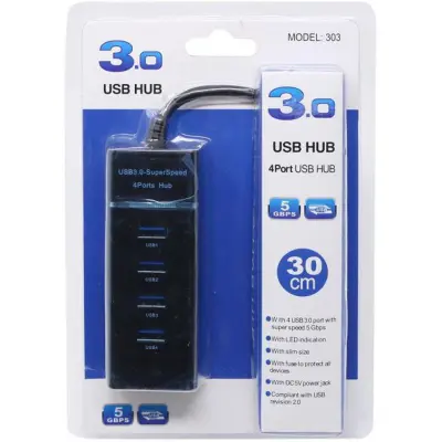 4 Ports Of High Speed Usb Hub High-Speed Usb 3.0 Spleter Black Black - Usb Hub