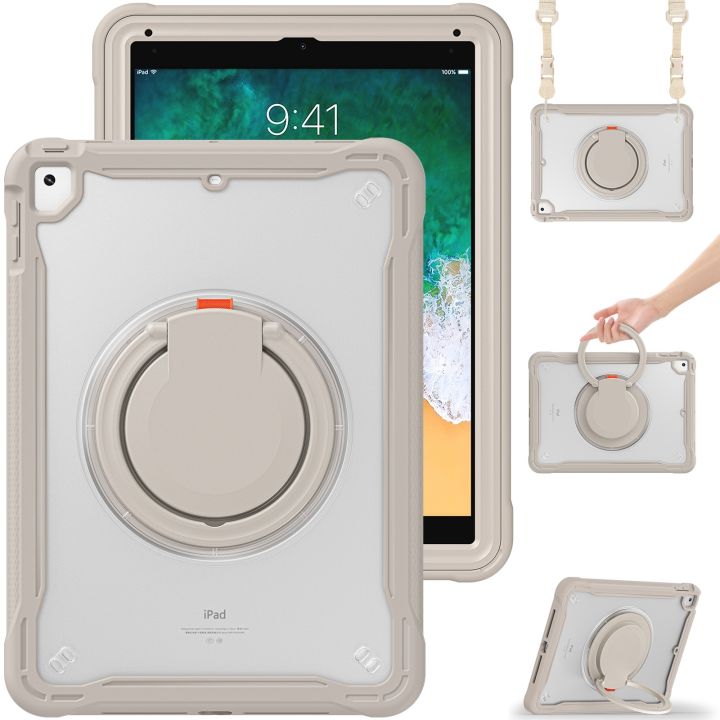 For iPad Air / Air 2 / 9.7 2018 / 2017 Heavy Duty Hybrid Tablet Case with Handle & Strap