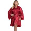 Plus Size Bridesmaids Satin Kimono Robe – Soft, Comfortable Short Nightgown & Sleepwear.