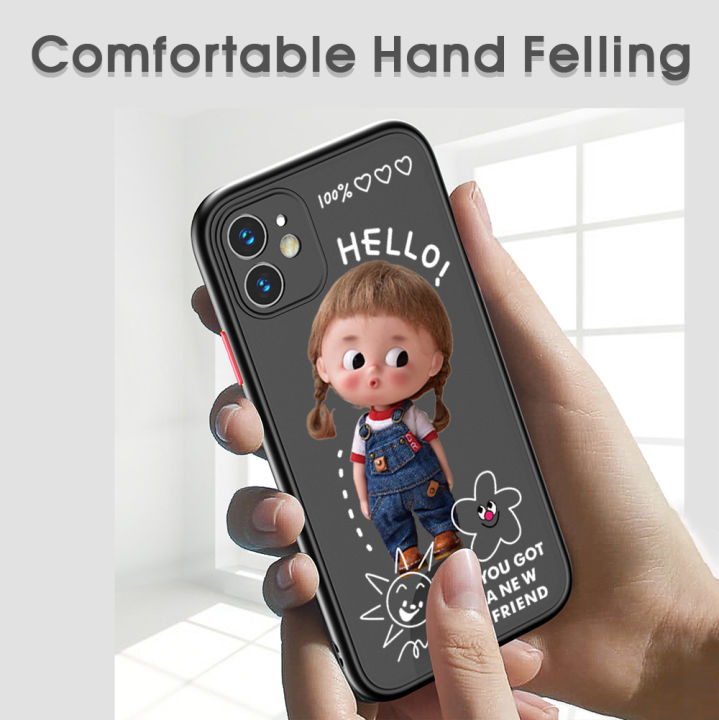UCUC%20for%20Infinix%20Note%2011%20/%20Infinix%20Note%2012%20G88%20Back%20Cover%20Hello%20Cute%20Girl%20Frosted%20Transparent%20Hard%20Phone%20Case%20Thin%20Shockproof%20Full%20Cover%20Camera%20Protect%20Case%20-%20Image%204