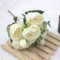 1 Bouquet 9 heads Artificial Peony Tea Rose Flowers Camellia Silk Flower flores for DIY Home Garden Wedding Decoration. 