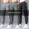 Breathable Men's Pants Comfortable Casual Ice Silk Jogging Pants Loose Fit Sports Summer Trousers for Summer Wear Athletic Apparel Casual Outfit Men's Clothing Street Fashion.