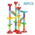 Marble Run Race Track Building Blocks Kids 3D Maze Ball Roll Toy DIY Educational Bricks Coaster Set For Children Gifts-50pcs.
