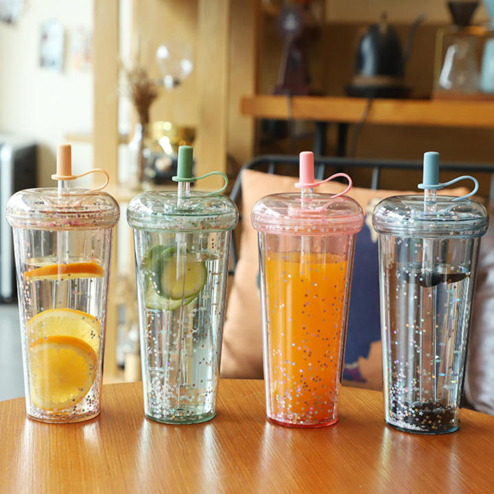 Simple%20And%20Transparent%20Plastic%20Straw%20Cup%20Student%20And%20Children's%20Milk%20Tea%20Cup%20Large%20Capacity%20Water%20Cup%20Summer%20Donut%20Ice%20Cup%20-%20Image%202