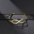 Custom Bangle Stainless Steel For Women Personalized Name Bracelet Letter Customized Charm Cuff Bangles Gold Infinity Jewelry.