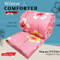 Comforter for Winter King size Exclusive Comforter with full cotton fabric 84*90 inch European cube style (1pcs Box) White , Red , Pink , Blue. 