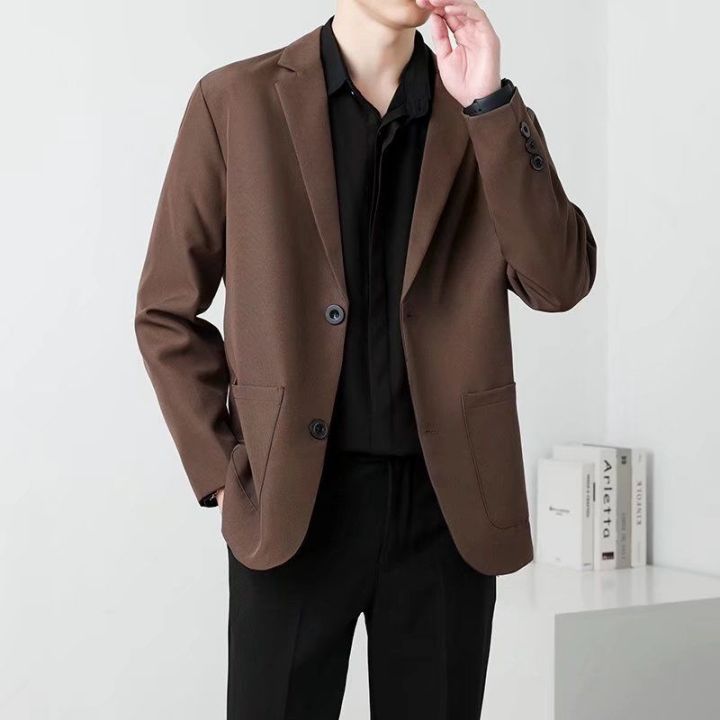 Spring Brown Black Blazer Men Slim Fit Fashion Social Mens Dress Jacket  Business Formal Jacket Men Office Suit Jacket S-3XL